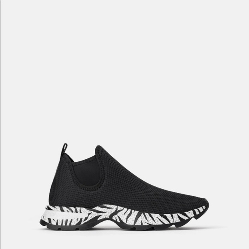 COPY - Sarah sock sneaker, black and zebra print